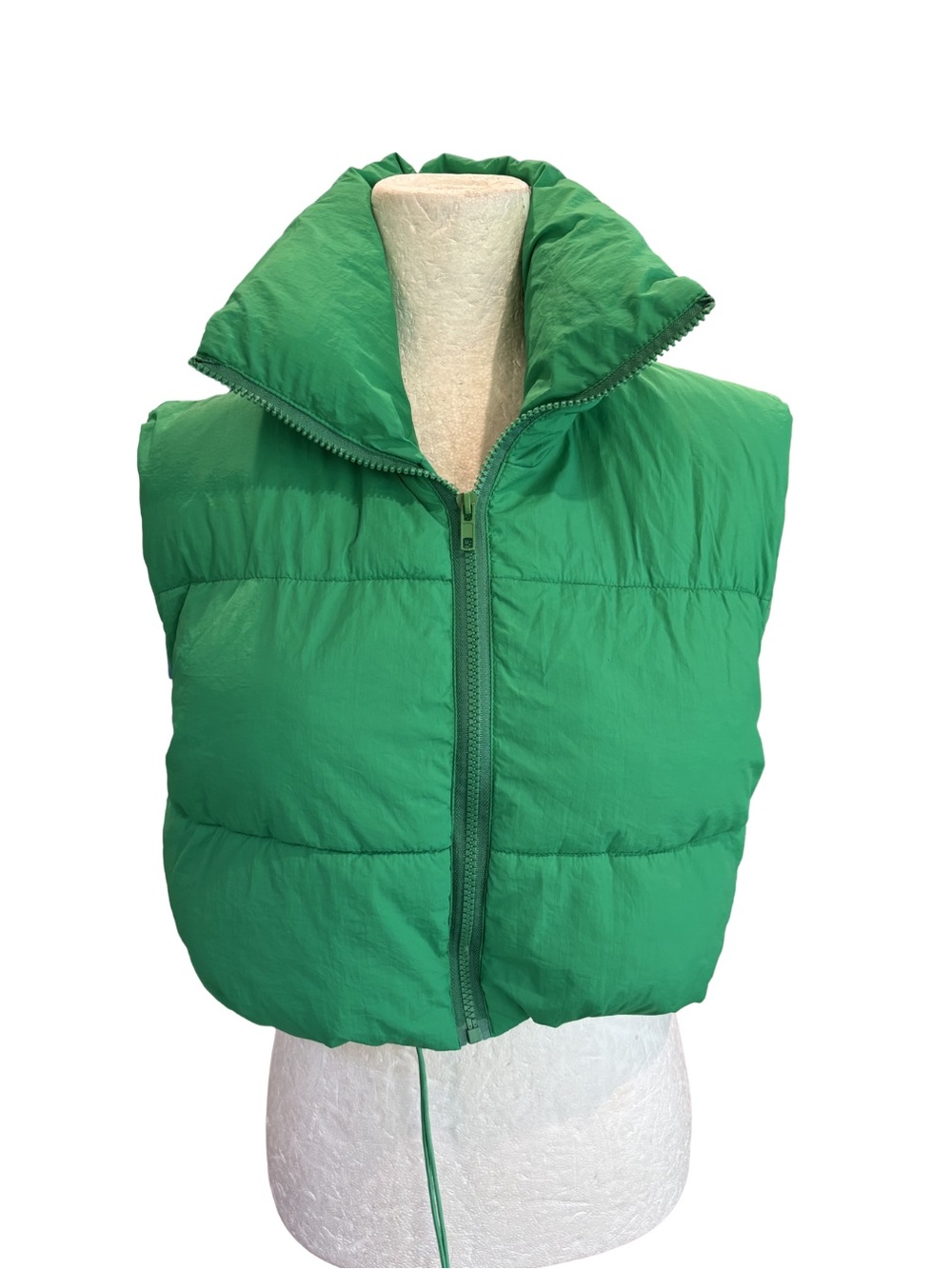 Green Cropped Puffer Vest Size M | Game Day, NFL, Streetwear, Athleisure, - Picture 3 of 8